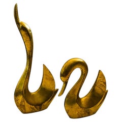 Large Modernist Vintage Brass Swans - Set of 2