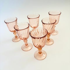 Pink Swirl Wine Goblets - Set of 6 - France