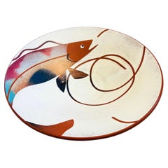 Vintage Hand Painted Studio Pottery Fish Plate or Wall Hanging