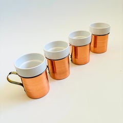 Vintage Copper and Ceramic Mugs - Set of 4 - Made in Korea