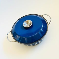 MCM Cathrineholm Enamelware Blue Lotus Casserole Pot - Made in Norway