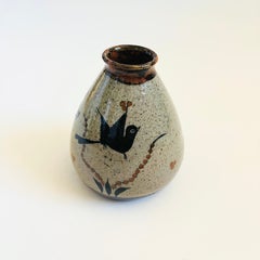Vintage Tonala Pottery Vase, Hand Painted Mexican Folk Art, Circa 1980