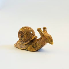 Vintage Alabaster Snail, Stone Animal Figurine or Paperweight, Organic Modern
