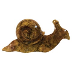Vintage Alabaster Snail, Stone Animal Figurine or Paperweight, Organic Modern