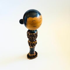 Vintage Carved Wood Japanese Kokeshi Doll - 13.5" Tall - Japan Folk Art, 1960s