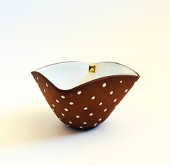 Mid Century Graveren Norway Dotted Terra Cotta Pottery Bowl, Circa 1960