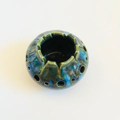 Jarrón de cerámica de estudio «Monterey Jade» de mediados de siglo: esmaltes azules y verdes, década de 1960