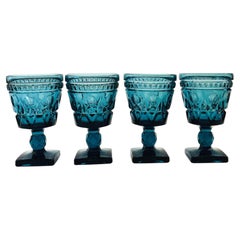 Vintage Blue Wine Goblets, "Park Lane" by Colony, Set of 4, 1970s USA
