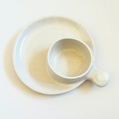 Vintage Speckled Ceramic Chip and Dip Serving Tray by Robert Weiss of CA, 1960s