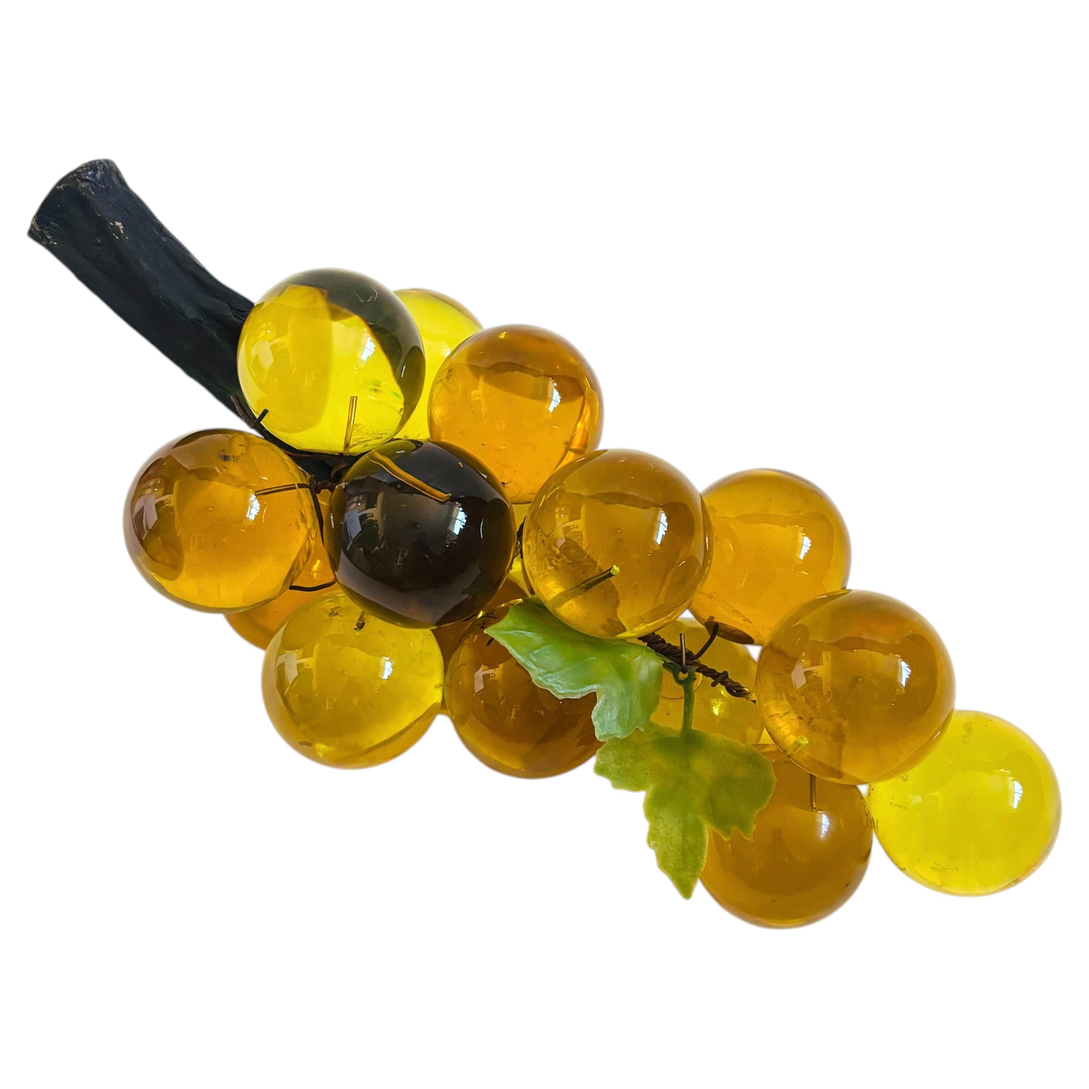 Mid Century Large Yellow Lucite Grape Cluster, 1960s