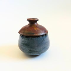 Vintage Two Toned Hand Made Pottery Container / Storage Jar
