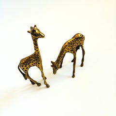 Vintage Brass Giraffes Set of 2, Hollywood Regency Style, Circa 1980