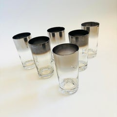 Mid Century Silver Ombre Highball Tumblers by Vitreon, Set of 6, 1970s