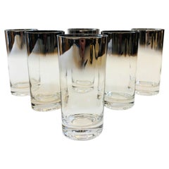 Mid Century Silver Ombre Highball Tumblers by Vitreon, Set of 6, 1970s
