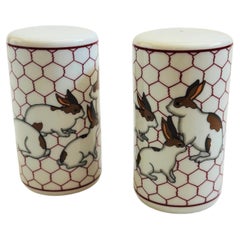 Salero y pimentero de cerámica con forma de conejo, de estilo vintage, de Takahashi (Japón), de alrededor de los años 80