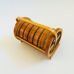 Set di sottobicchieri vintage in vimini a forma di farfalla - Set di 6 sottobicchieri con supporto, anni '70