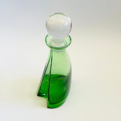 Mid Century Modern Art Glass Decanter, Green Glass, Circa 1960s