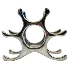 Casier à vin sculptural vintage en aluminium à poser sur une table, signé Michael Noll, vers les années 1980