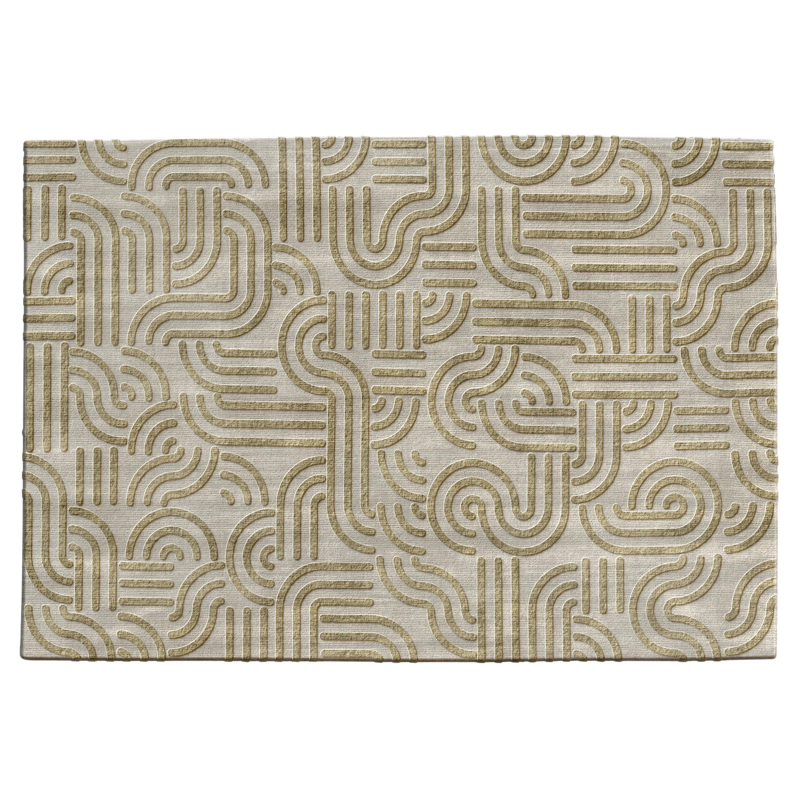 Amador Rug 01 - Limited Edition of 11 / Heirloom Hand Knotted Wool & Silk Yarn For Sale