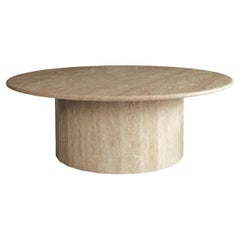 Custom Ashby Oval Coffee Table Handcrafted in Honed Travertine