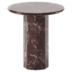 Mesa auxiliar redonda Ashby hecha a mano en mármol Rosso Levanto pulido Mesa auxiliar redonda Ashby hecha a mano en mármol Rosso Levanto pulido