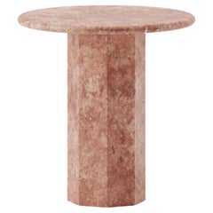 Ashby Round Side Table Handcrafted in Red Travertine