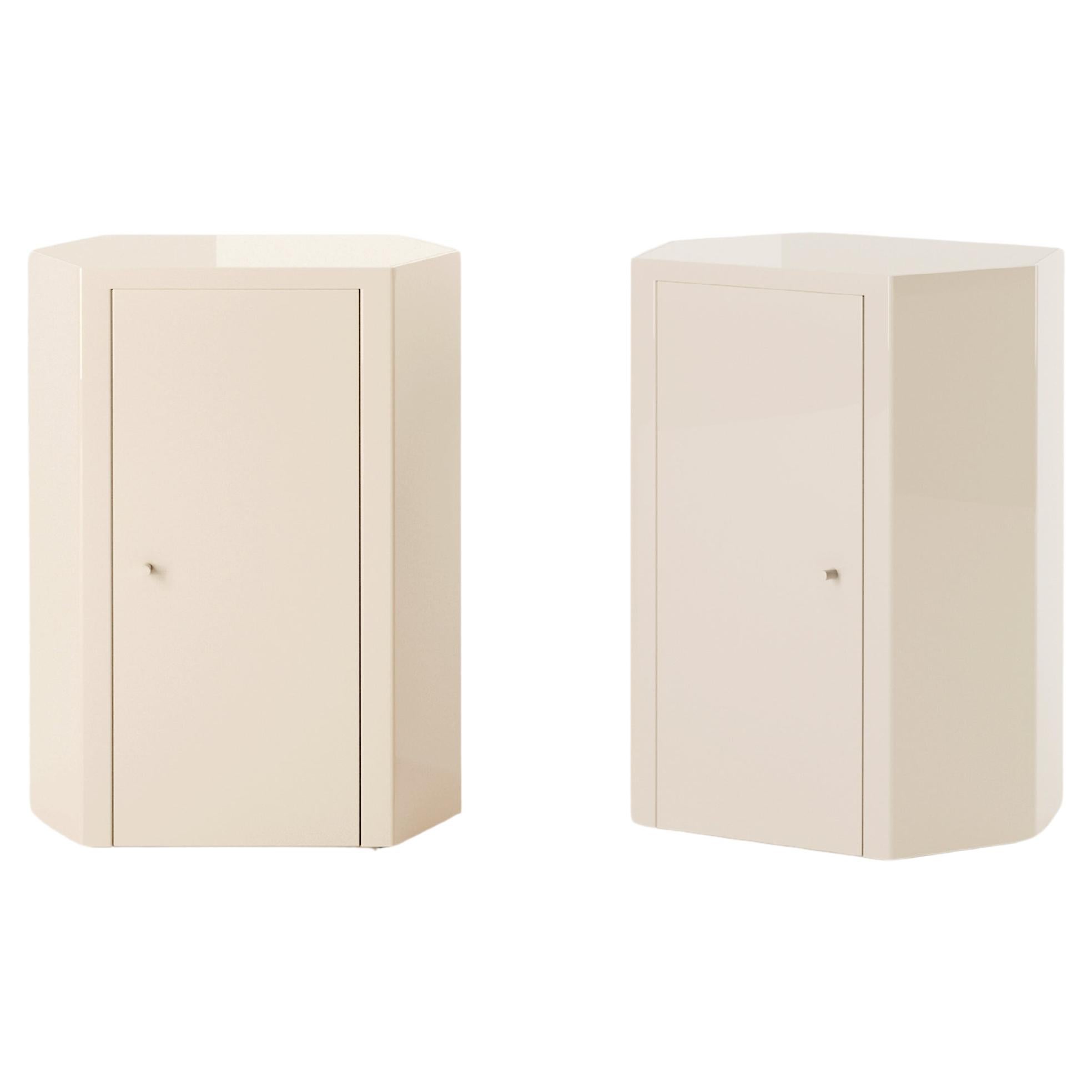 Pair of Park Night Stands in Butter Cream Lacquer by Yaniv Chen for Lemon