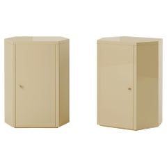 Pair of Park Night Stands in Sand Beige Lacquer by Yaniv Chen for Lemon