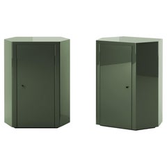 Pair of Park Night Stands in Forest Green Lacquer by Yaniv Chen for Lemon
