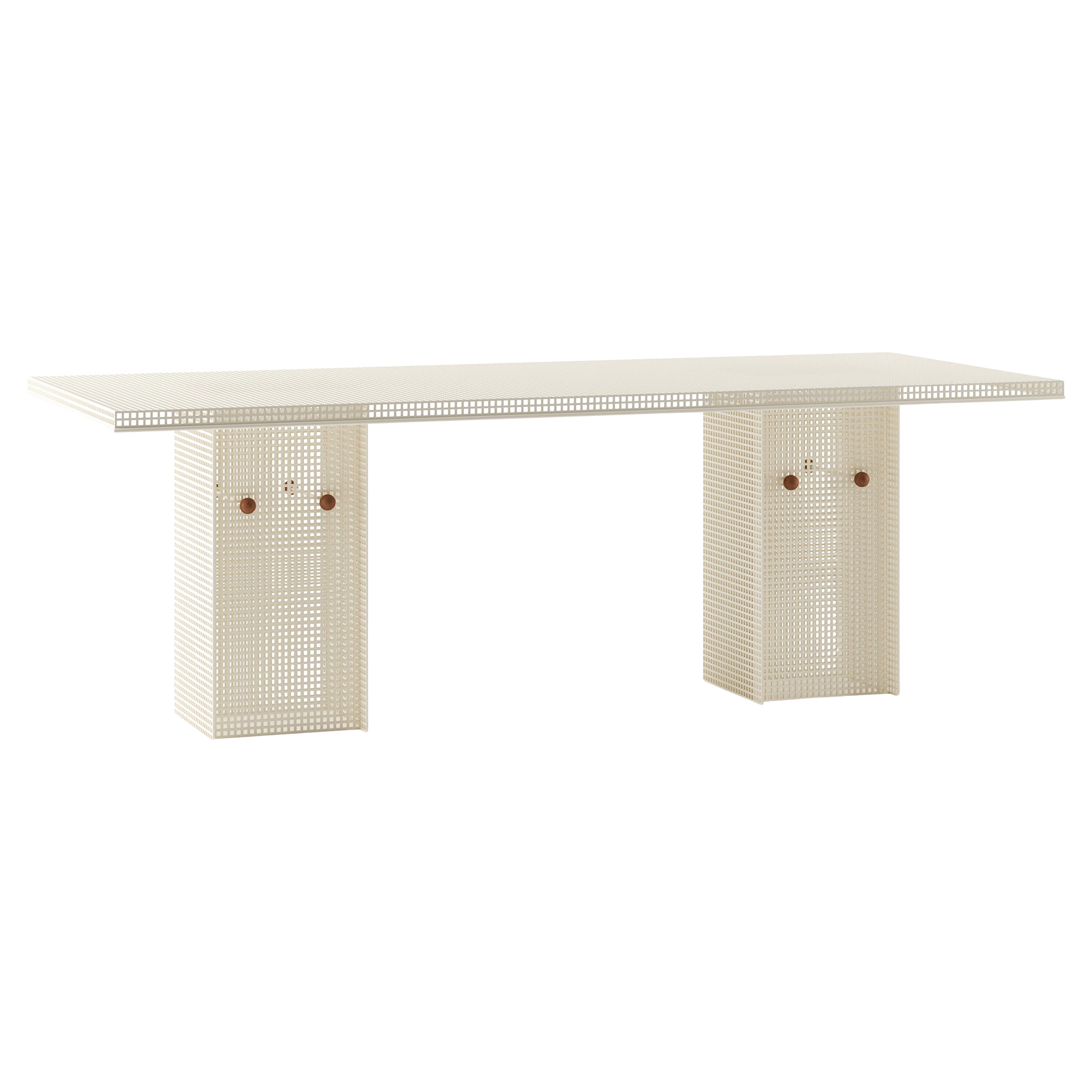 Conservatory Large Outdoor Dining Table in Stainless Steel Powder Coated White