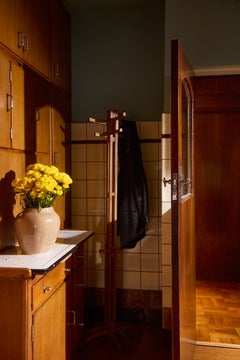 Tori Coat Stand Solid Iroko with Wenge Tenons by Lemon
