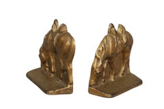 Western Saddled Grazing Horses Bookends, a Pair