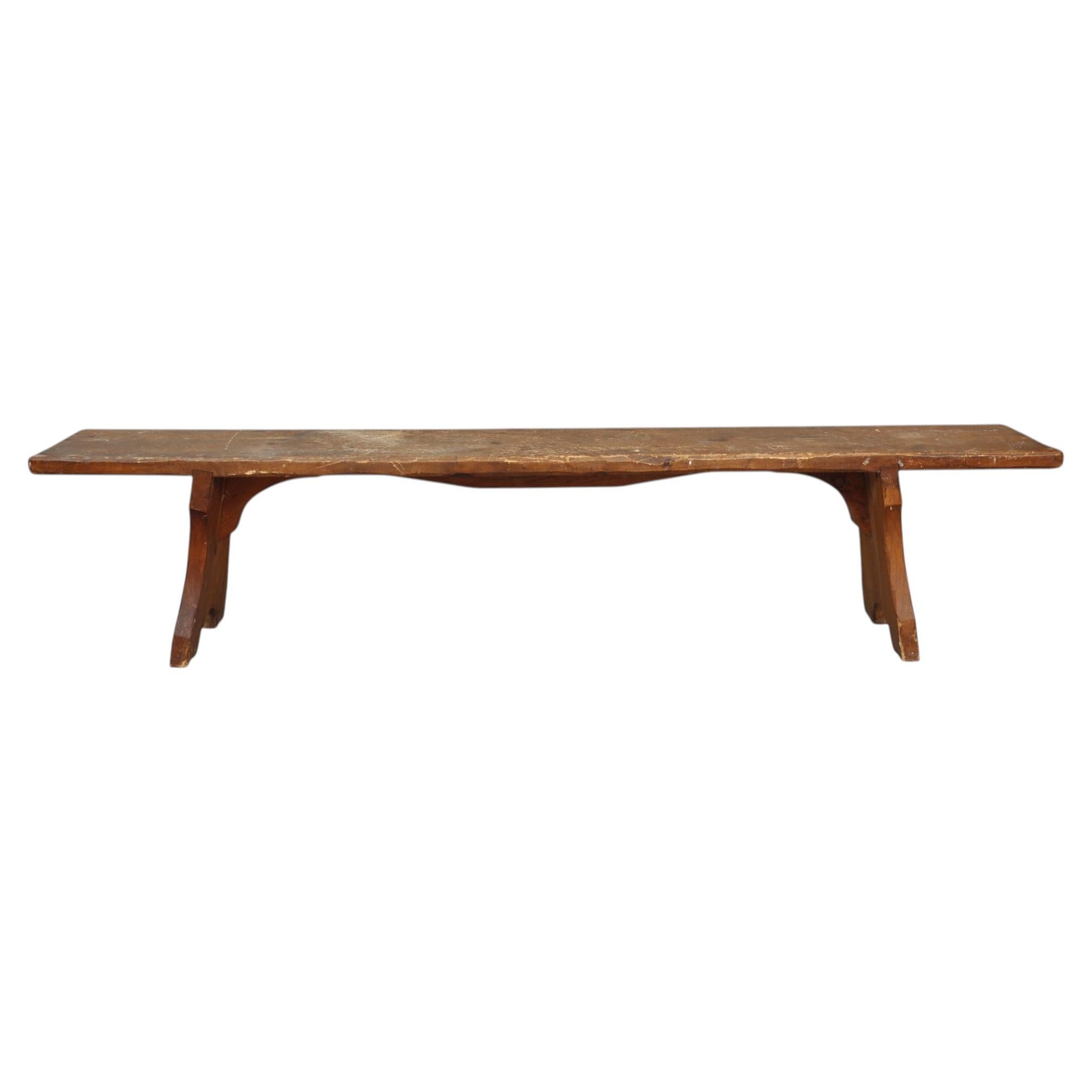 Late 19th Century Rustic French Pine Bench For Sale