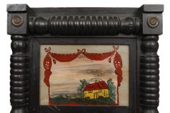 Early 19thC American Federal Reverse Painted Trumeau Wall Mirror