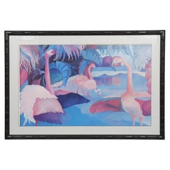 Fantasy Flamingos Framed Signed Print by Cindia Carlson
