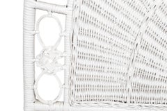 White Twin Bamboo and Rattan Headboards, a Pair
