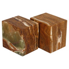 Cube Onyx Bookends, a Pair