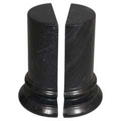 Black Marble Column Bookends, a Pair