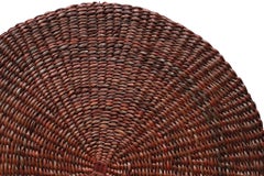 Round Woven Raffia Placemats with Basket, Set of 6