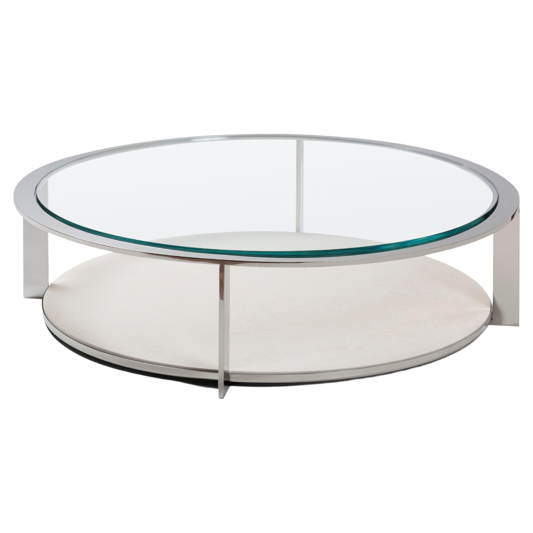 Ion Cocktail Table in Metal, Stone and Glass For Sale