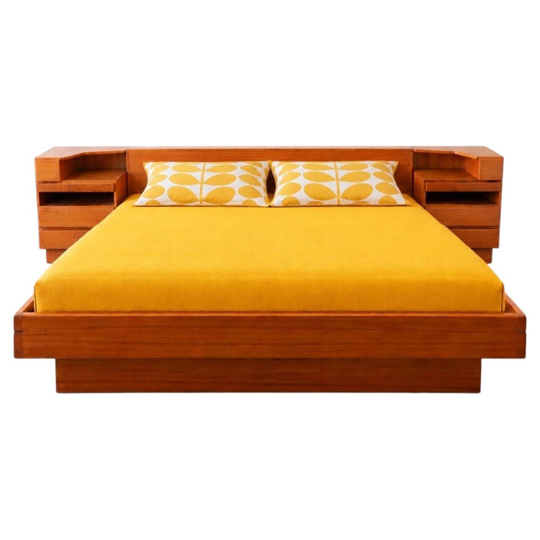1stDibs Danish Mid Century Modern King Sz Teak Platform Bed with Nightstands and Storage
