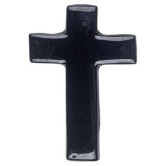 High Gloss Black Ceramic Cross, Minimalist Religious Wall Decoration