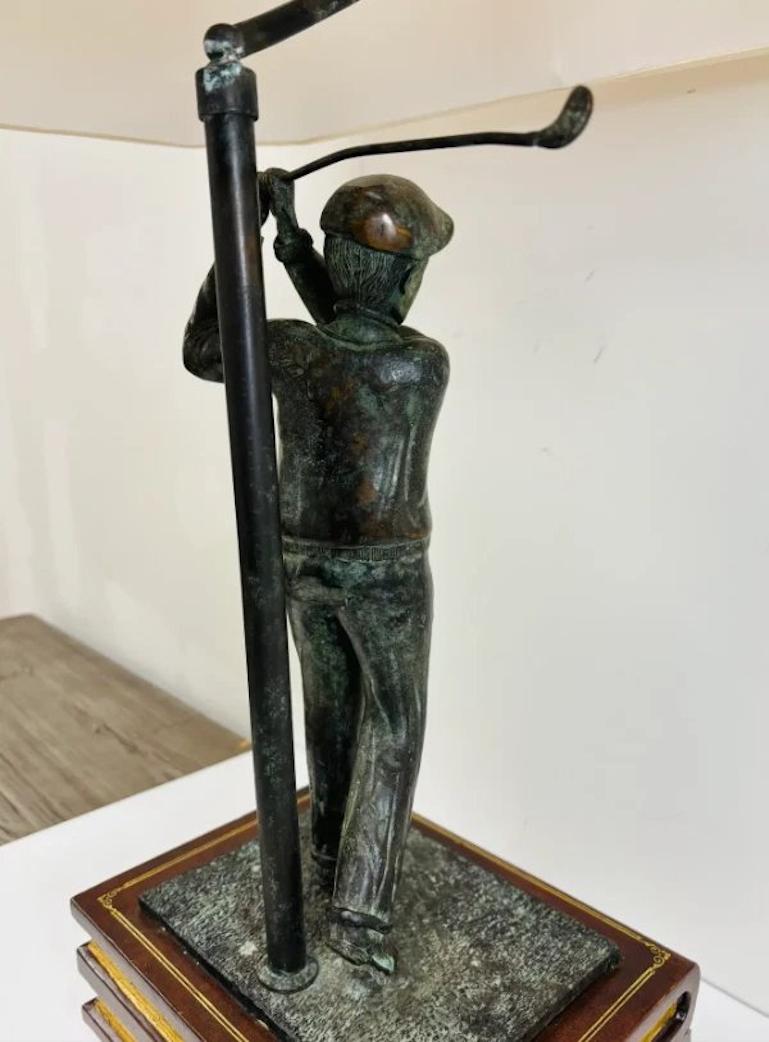 Maitland Smith Bronze Golfer Table Lamp In Good Condition For Sale In Lake Worth, FL