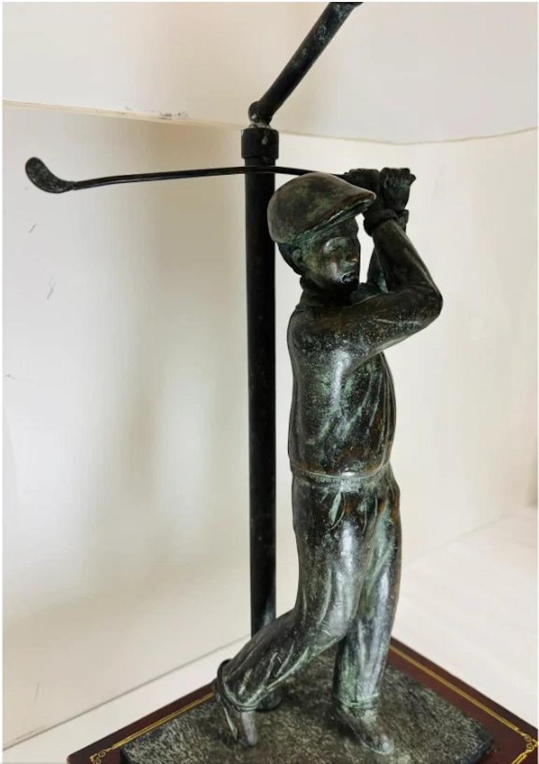 Late 20th Century Maitland Smith Bronze Golfer Table Lamp For Sale
