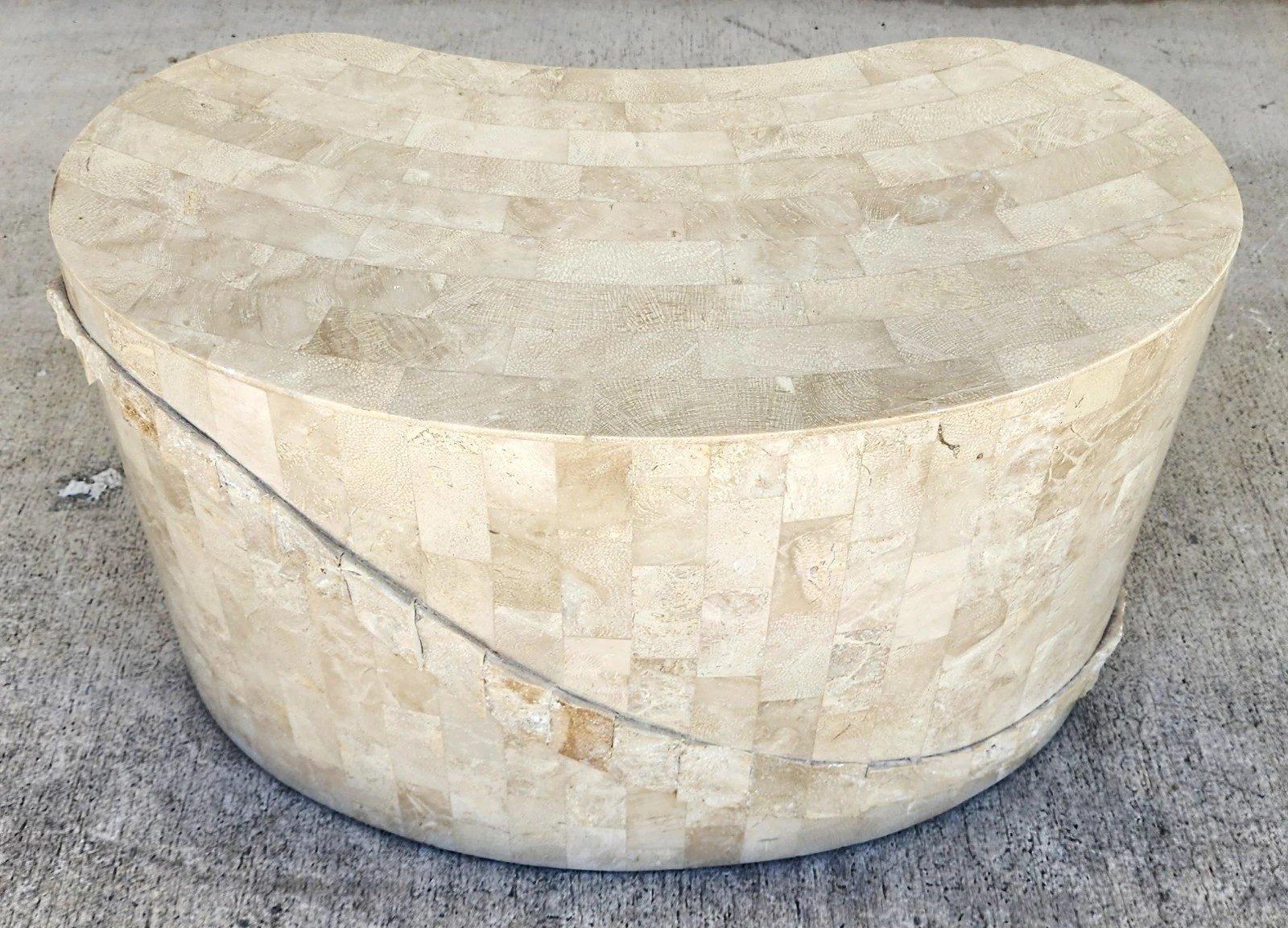 Post-Modern Maitland Smith Tessellated Stone Sculptural Coffee Side Table For Sale