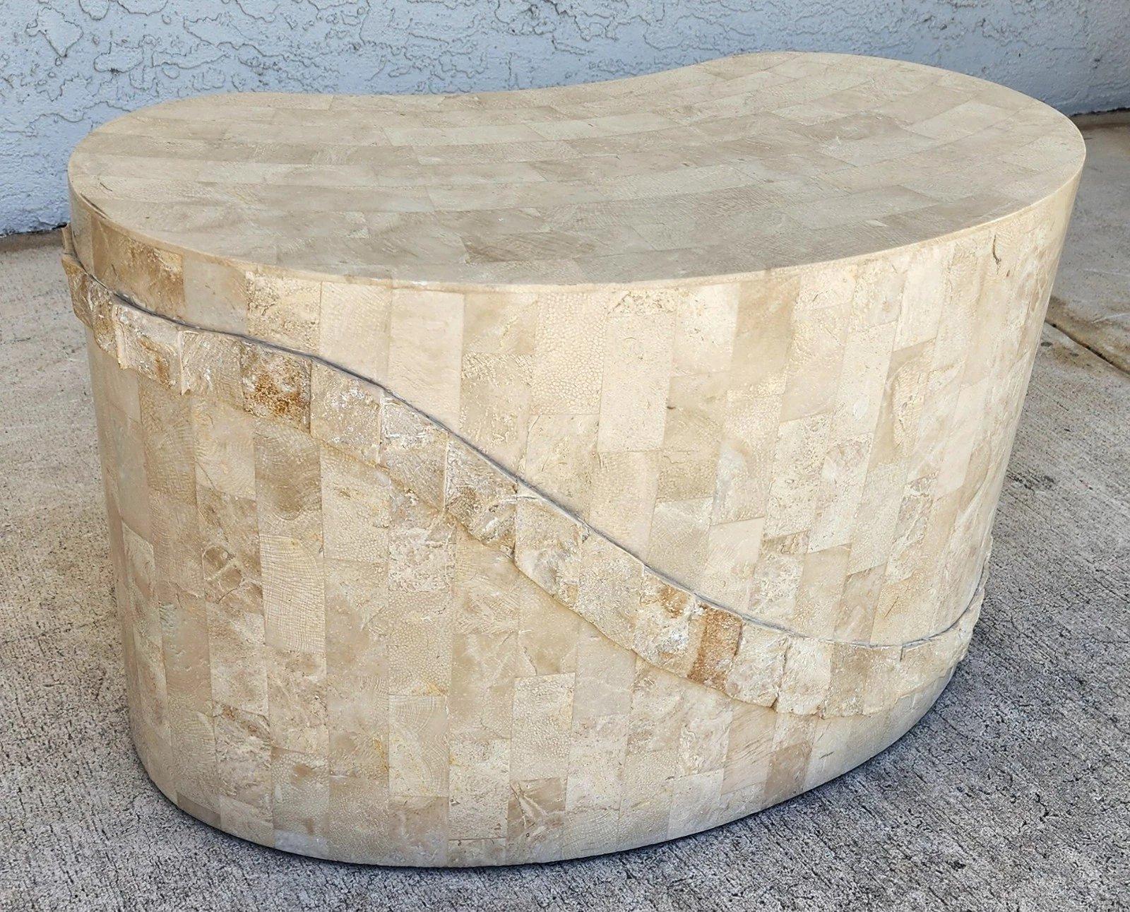 Late 20th Century Maitland Smith Tessellated Stone Sculptural Coffee Side Table For Sale