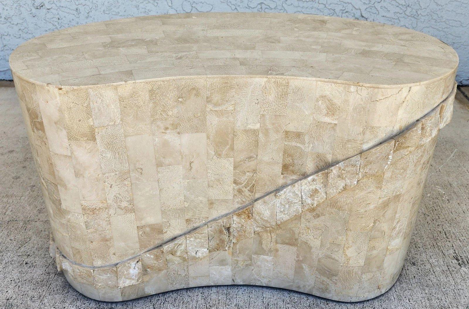 Maitland Smith Tessellated Stone Sculptural Coffee Side Table For Sale 3