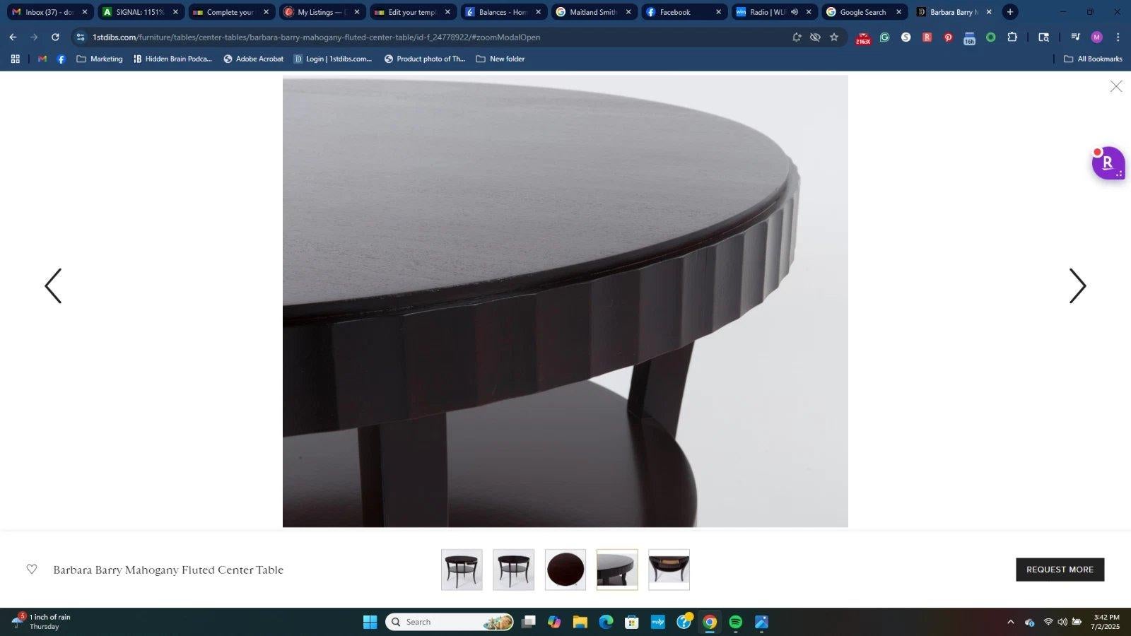 Baker Barbara Barry Fluted Edge Table In Good Condition For Sale In Lake Worth, FL