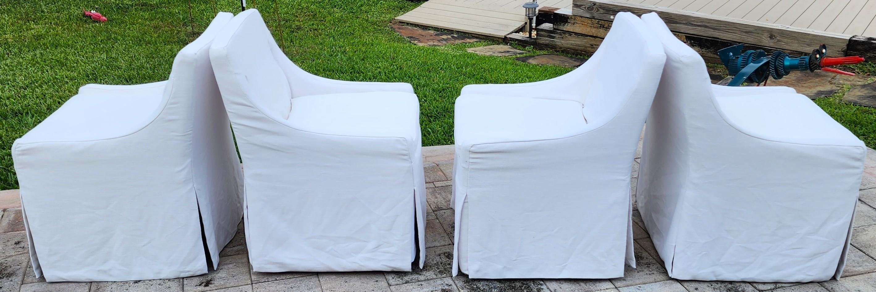 Restoration Hardware Low Belgian Slope Arm SLIPCOVERS ONLY 4er-Set (Leinen) im Angebot