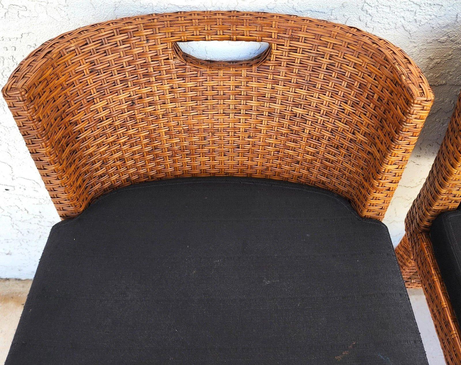 Ficks Reed MCM Wicker Counter Stools Set of 3 For Sale 4